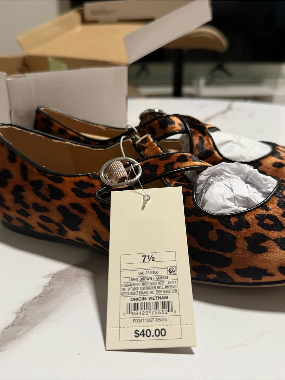 a new day Leopard Mary Jane Flats in Light Brown and Black